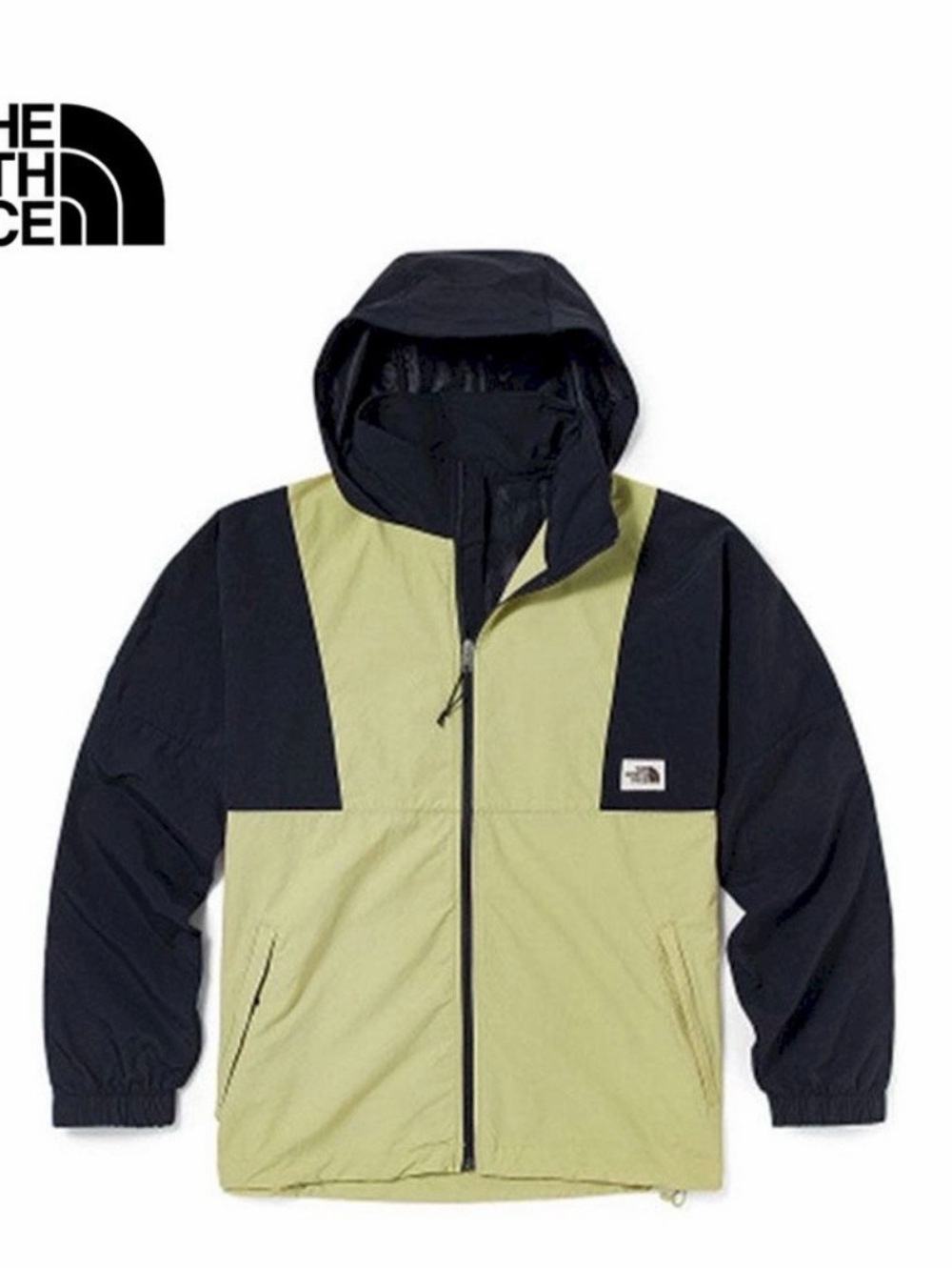 The North Face Colorblock Hooded Windbreaker - Olive Green & Black
